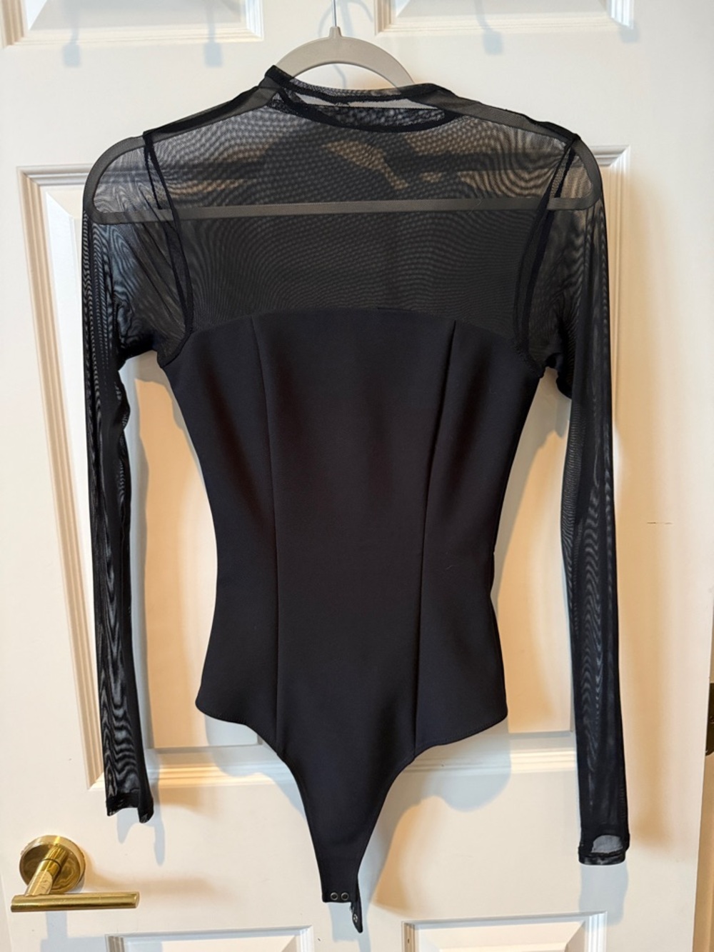Abercrombie & Fitch Black Sheer Mesh Long-Sleeve Bodysuit